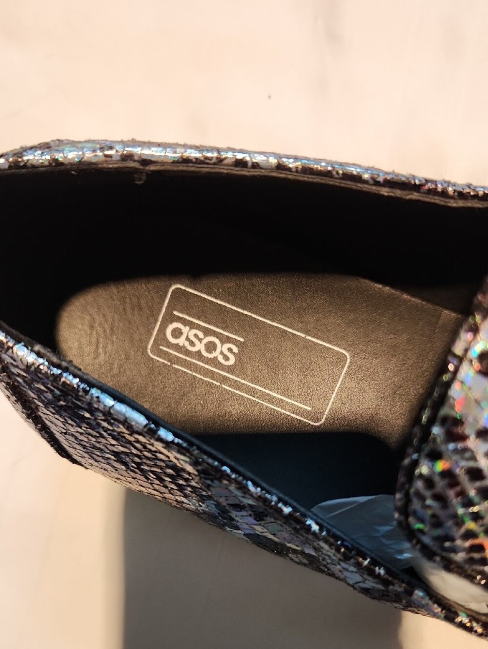 ASOS Men’s Holographic Snake-Print Slip-On Dress Shoes - Silver/Black Sz11🔥 - Picture 2 of 7